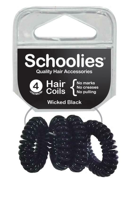SCHOOLIES HAIR COILS WICKED BLK 4PC