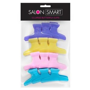 SS BUTTERFLY CLAMPS LGE PASTELS PK12