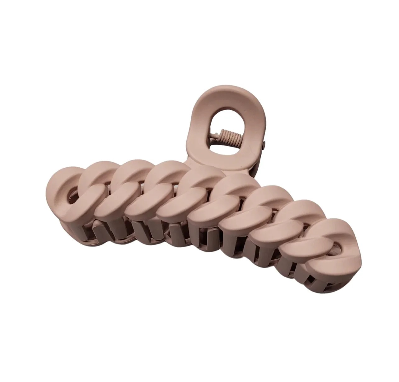 PINK PEWTER CLAW CLIP CHAINLINK CREAM